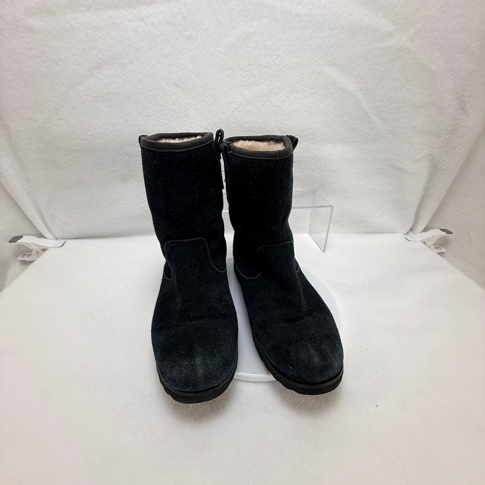 UGG Suede Mid Calf Boots Women 5 Black Cozy Minimalist Classic Shearling Hygge